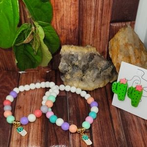 Succulent boho anklets and earrings